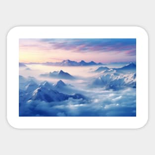 Mountain Sea Clouds Sunset Sky Landscape Sticker